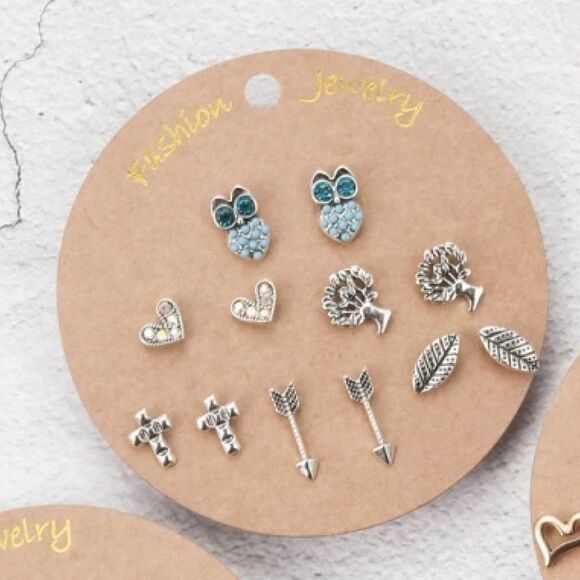 BOGO! Bohemian Stud Earring Set Owl Tree of Life - Picture 3 of 4